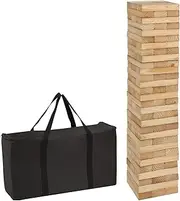 Trademark Innovations 90 Piece 3' Tall Giant Wooden Stacking Puzzle Game with Carry Case
