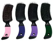 Showman Livestock Mane & Tail BRUSH w/ Curved Soft Rubber Grip Handle