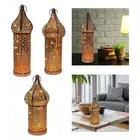 Modern Tabletop Lantern Light Wrought Iron Night Light Portable Table Lamp for