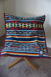 Pendleton Beaver State Bright Blue Aztec Crib Blanket Retired 32"x44" NWT