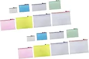 Angoily Mesh Zipper Pouch Bag 16pcs Document Storage Pouches Mesh Design Office Supplies Education Supplies Random