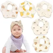 5Pcs Baby Bibs 360° Adjustable 6 Layers Safe Soft Cotton Cute Cartoon Baby Bibs for Drooling and Teething for Toddler Girls & Boys, Style Random Boy