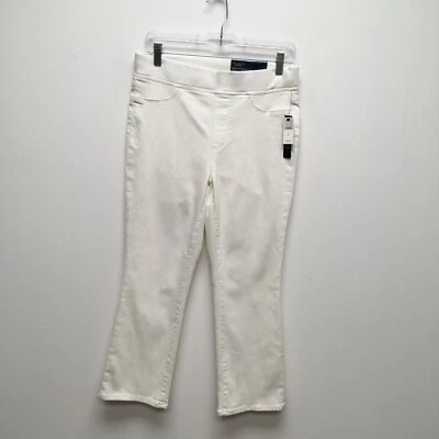 Talbots Womens White Sculpt Stretch Flawless Pull On Flare Leg Crop Pants 6
