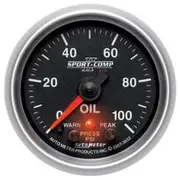 Autometer Sport-Comp II Oil Pressure Gauge Peak Warning & Memory - 0 - 100 PSI, 2 1/16 Inch, AU3652