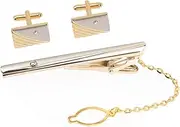 [LIFKOME] 1 Set Tie Clip Cufflinks Men Tuxedo Necktie Clips Cufflinks for Groom Tie Bar Clip Suits for Rhinestone Cuff Links Cufflinks for Dad Rhinestone Tie Neck Tie Clip Alloy