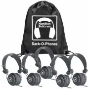 HamiltonBuhl Sack-O-Phones, 5 Gray Favoritz Headsets with In-Line Microphone and