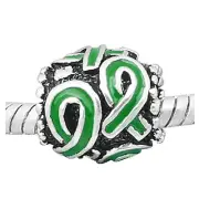 Green Awareness Ribbon Charm Bead European Compatible European Bead Compatible f