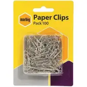 MARBIG(R) 975263 Paper Clips Chrome Paper Chrome, Box of 100