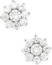 [JewelryWeb] 14k White Gold CZ Simulated Diamond Big Flower Fancy Post Earrings 10x10mm Stud Earring for Women