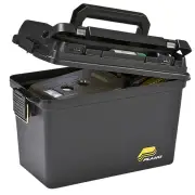 Plano Deep Durable Black Field Tactical Ammo Box No Tray - Black Secure Brass Bailed Latch Comfortable Folding Handle #pl161298