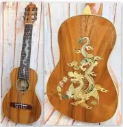 Alulu Baritone Guitarlele solid Acacia Koa, dragon inlaid, HUA608