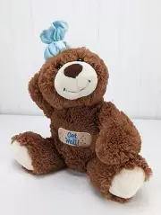 Aurora Get Well Brown Teddy Bear Plush 10" Stuffed Animal 2020 Blue Gift