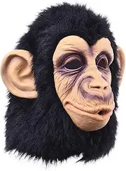 Chimpanzee Costume - Ape Headgear | Animal Masque Black Chimp Masque for Halloween Cosplay Costume Adult Latex Masque Yoryu