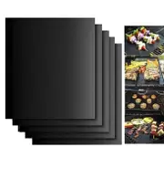 6 PCS Non-Stick BBQ Grill Mat Cooking Plate Oven Liners Teflon Reusable Sheet Pad