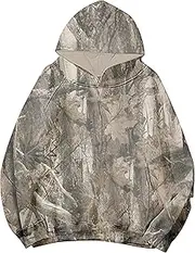 [Navonta] Womens Camo Hoodie Maple Leaf Print Oversized Fleece Hooded Sweatshirt Trendy Graphic Hoodie Pullover with Pocket