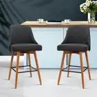 2Pcs Wooden Rotatable Barstools Kitchen Dining Chair Curved Backrest Padded Seat