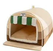 Indoor Dog House, Warm Pet Nesting Bed, Plush Kitten Cushion Pad, Enclosed Design, with Carrier Handle, 13.78x11.81x11.81 Inches, Ideal for Small Dogs, Cats, Kittens, and Puppies