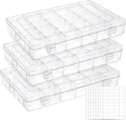 3 Pack 36 Grids Plastic Organizer Box Craft Storage with Adjustable Dividers, Be