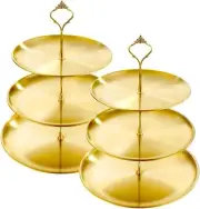 2 Set Stainless Steel Cupcake Stand, Gold Metal Serving Tray Cake Holder Cake...