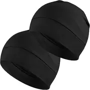 [EINSKEY] Skull Cap for Men & Women, 2 Pack Lightweight Running Cap Cotton Bike Hat Helmet Liner Thin Knit Hat Sleep Cap Breathable Cancer Chemo Headwear