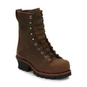 Chippewa Men's 8" Paladin Logger Lace-To-Toe Waterproof Steel Toe Boot Brown -