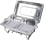 Luocute Stainless Steel Buffet Chafing Dish Set, Food Warmer Catering Servers Foldable Heat Preservation Buffet Warmer with Water Pan and Fuel Holder for Outdoor Wedding Banquet Parties (Double Grid)