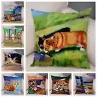 Welsh Corgi Pembroke Cushion Cover Cartoon Animal Oil Painting Pillow Case