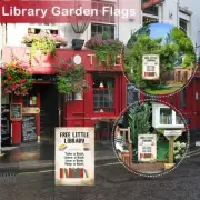 Library Garden Tips Decoration Little Library Garden Retro Flags Book E1O1