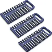 Olsa Tools 3PCs Set Magnetic Portable Socket Organizer Regular & Shallow Blue