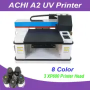 ACHI A2 UV Printer For Flat Cylindrical Glass Metal 3D Rotation Embossed 8 Color