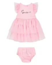 GUESS Pink Dress and Satin Bloomer Set (0–18m), Spandex
