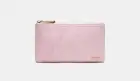 MIMCO Pouch Clutch Woman Pink Leather Yellow Gold Tone Hardware Zip Top Closures
