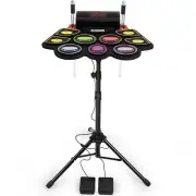 Electric Kids Drum Set,Electronic Drum Set Practice 9 Pads With Stand,Music R...
