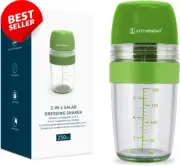 2-in-1 Salad Dressing Shaker with Citrus Juicer – Mix, Serve, and Store in One