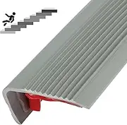 Stair Edge Protector L-Shape Step Edge Trim Strips Non-slip Stair Nose Edging Self-Adhesive PVC Stair Edge Trim Waterproof Wear Resistant Stair Edge Nose Trim Building Products for Stair Steps 2m (Grey)