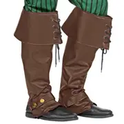 Deluxe Brown Pirate Boot Covers Spats - Adult