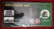 3 In 1 Magnetic International Set Chess Checkers Backgammon Set Foldable USA New