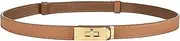 [IEMIEBOAMGNOY] Adjustable Thin Belts for Women Leather Skinny Belt for Women Dresses Solid Color Alloy Turn Lock Belts, Brown, Medium