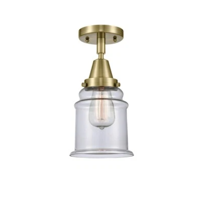 Innovations Canton 1 Light 6" Flush Mount, Antique Brass/Clear - 447-1C-AB-G182
