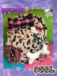 在飛比找Yahoo!奇摩拍賣優惠-秋冬暖暖豹紋kitty雙肩包溫暖可愛童趣小骨頭書包Y2K千禧