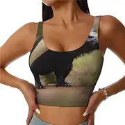 [EdWal] Cute Honey Badger Print Women's Sports Bra, Active Sculpt, Women's Racerback Sports Bra for Yoga Gym,Racerback