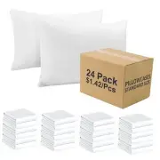 Pillow Cases Bulk Pack - Pillowcases with Envelope Closure, Standard 24 White