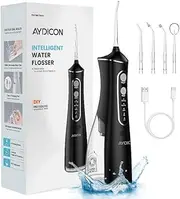 Aydicon Water Dental Flosser - 4 Modes, Rechargable, Portable, 300ml Tank, IPX7 Waterproof