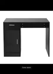 Modern Computer Desk with Storage Drawer and Cabinet - Black Finish
