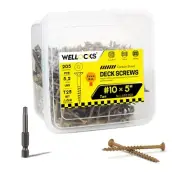 WELLOCKS Deck Screws 5", Wood Screws #10×5", Tan 205 PCS, Superior Rust