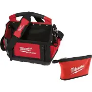 20 in. Packout Tote Modular Storage with Red Tool Zipper Bag Impact Resistant