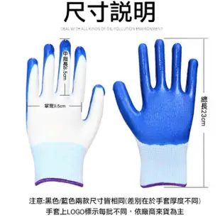 【SW】藍色 加厚耐磨 12雙/包(13針尼龍手套 丁腈手套 防滑 工作手套)