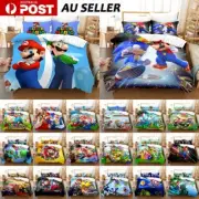 3D Super Mario Luigi Yoshi Duvet Quilt Cover Set Single/Double/Queen Size Bed AU