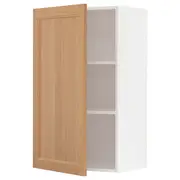 METOD wall cabinet with shelves, white/Vedhamn oak, 60x37x100 cm