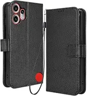 RonRun for Nothing CMF Phone 2 Pro Case, Leather Mobile Phone Case with Card Holder, Foldable, Full Protection, Black